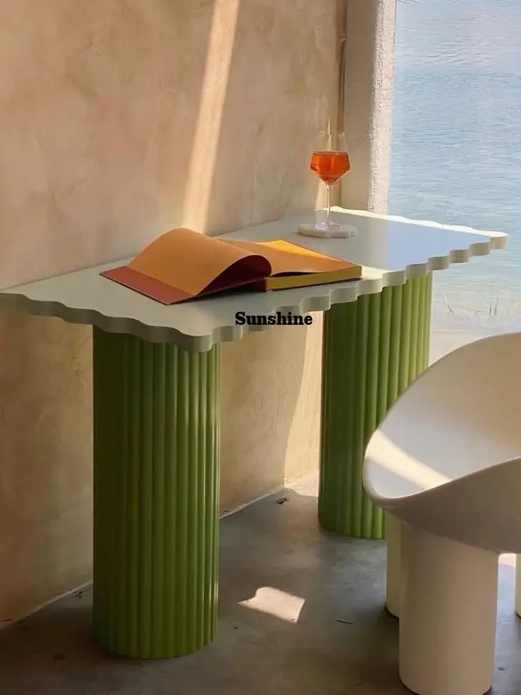 

Cream style dining table Modern simple high value special-shaped small apartment dining tableTJ