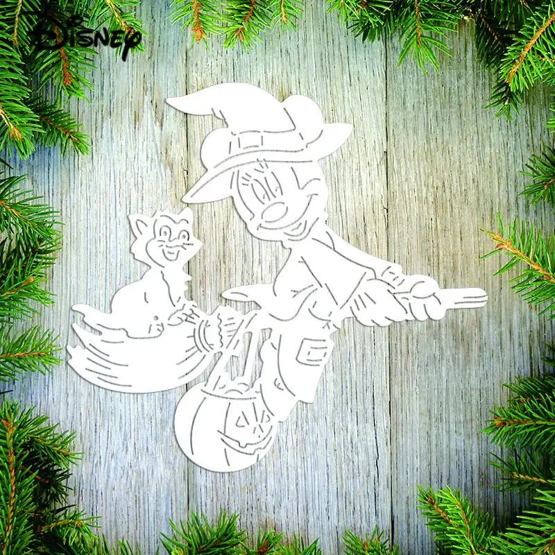 Matrices de découpe en métal pour Halloween, sorcière Minnie Mouse, pochoirs de dessin animé Disney pour bricolage, décor de Scrapbooking, modèle de matrices artisanales en gaufrage