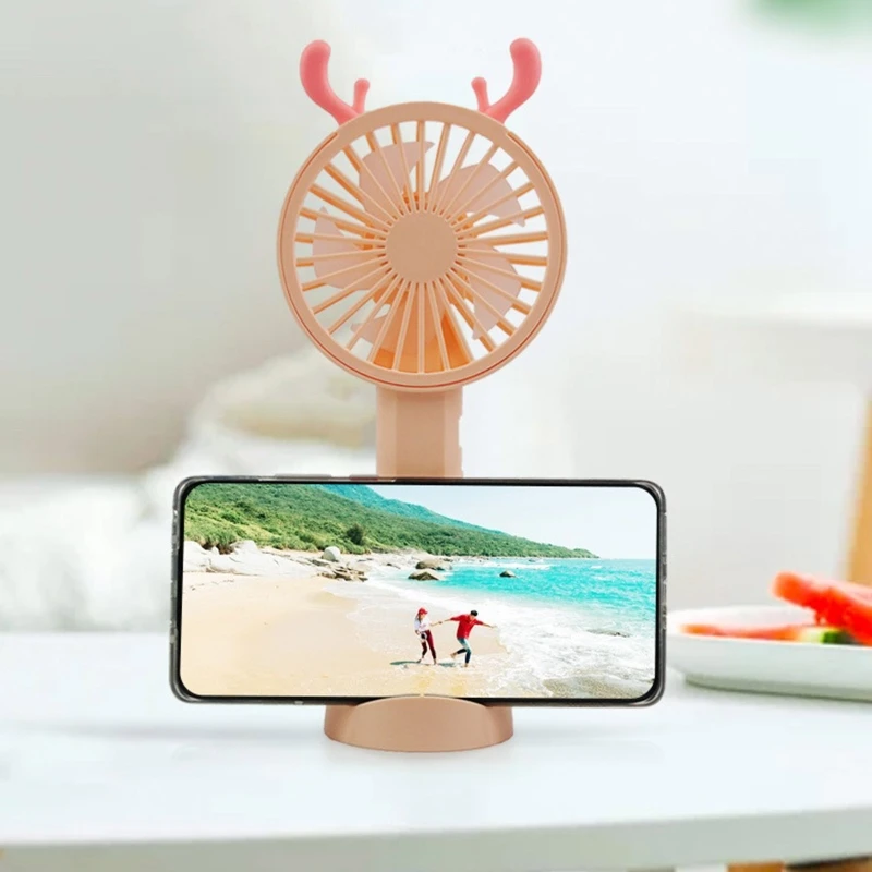 Ventilador Personal de verano con Base Usb recargable de dibujos animados, ventilador de carga portátil, silencioso, para el hogar, interior y oficina