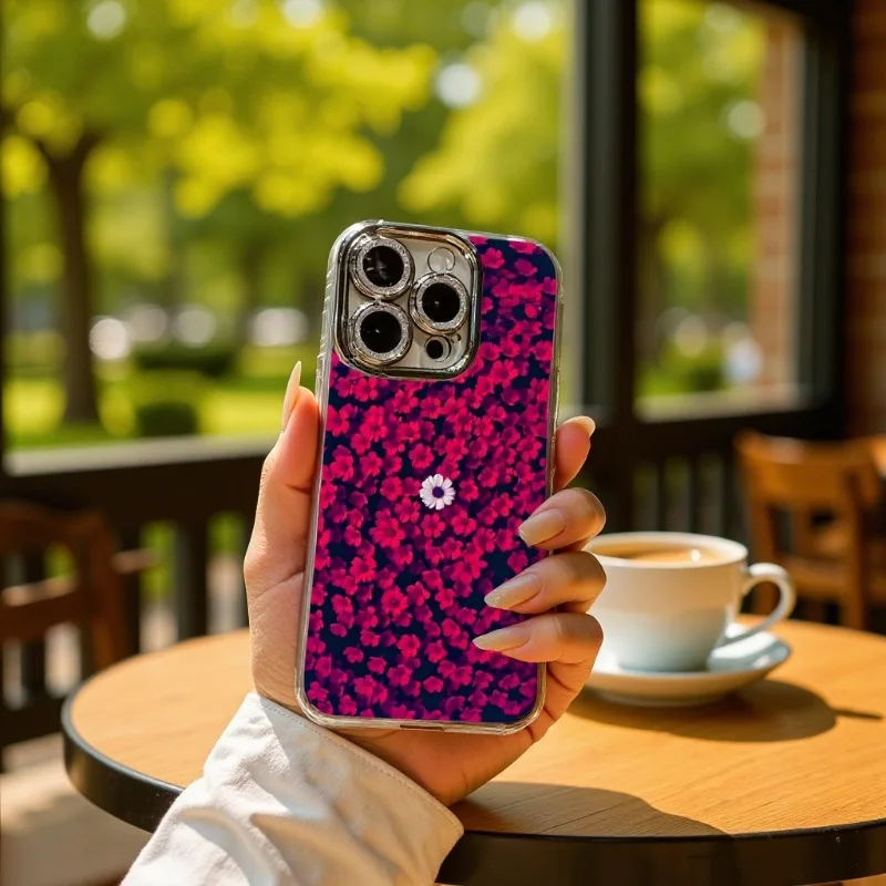 

Full Screen Floral Laser Pattern Phone Case For iPhone 17 Pro Max 16 15 14 Plus Premium Texture Shockproof Protective Cover