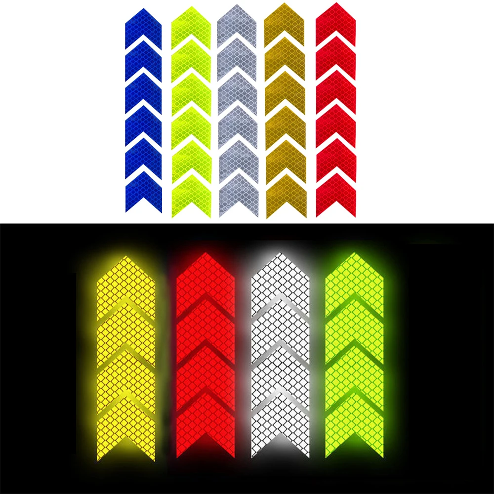 12 Pcs/Set Reflective Sign Tape Warning Safety Sticker for Car Bumper Trunk Reflector Hazard Tape Motorcycle Accessories image 2