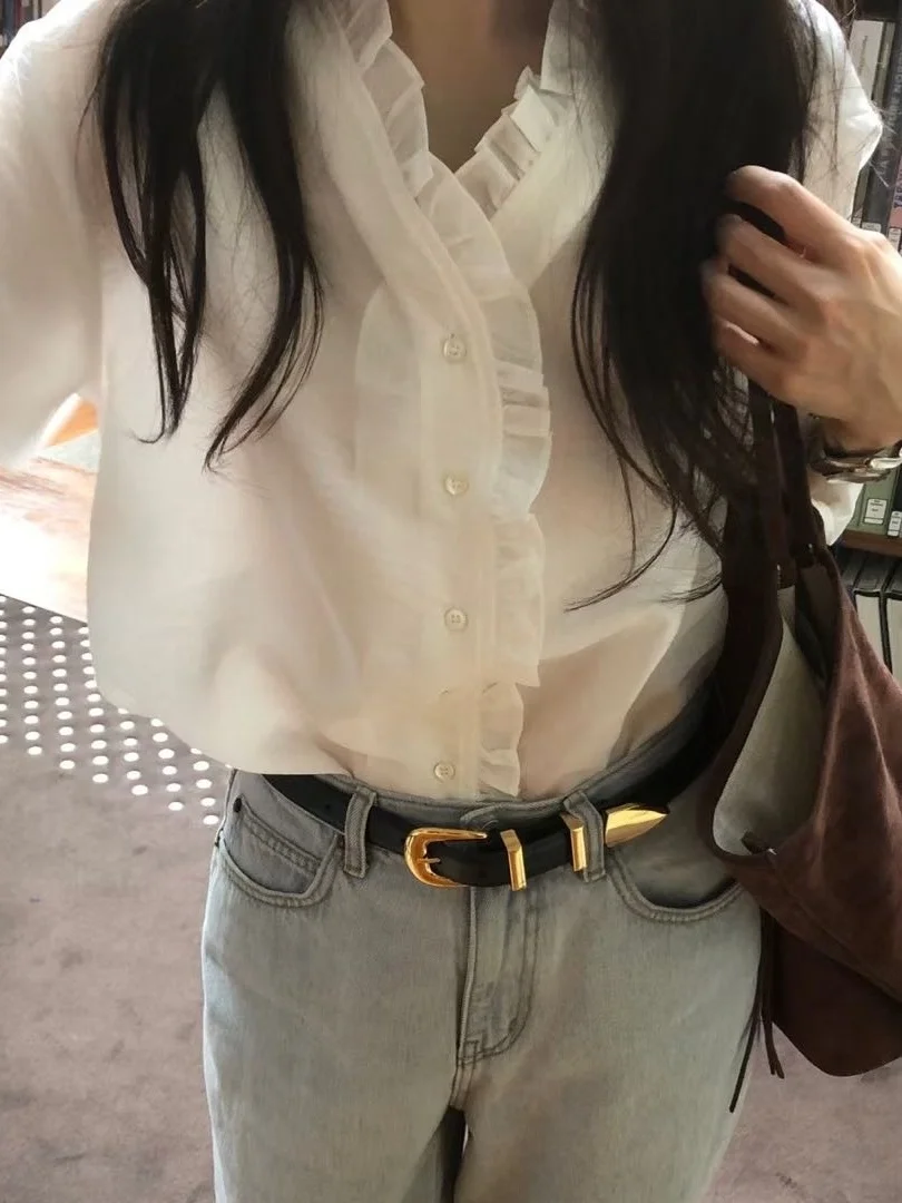 

Ele V-Ne Fair Long Sve irt Женский корейский Sle Casual Faion Wood ain Sweet Temperament Small irt