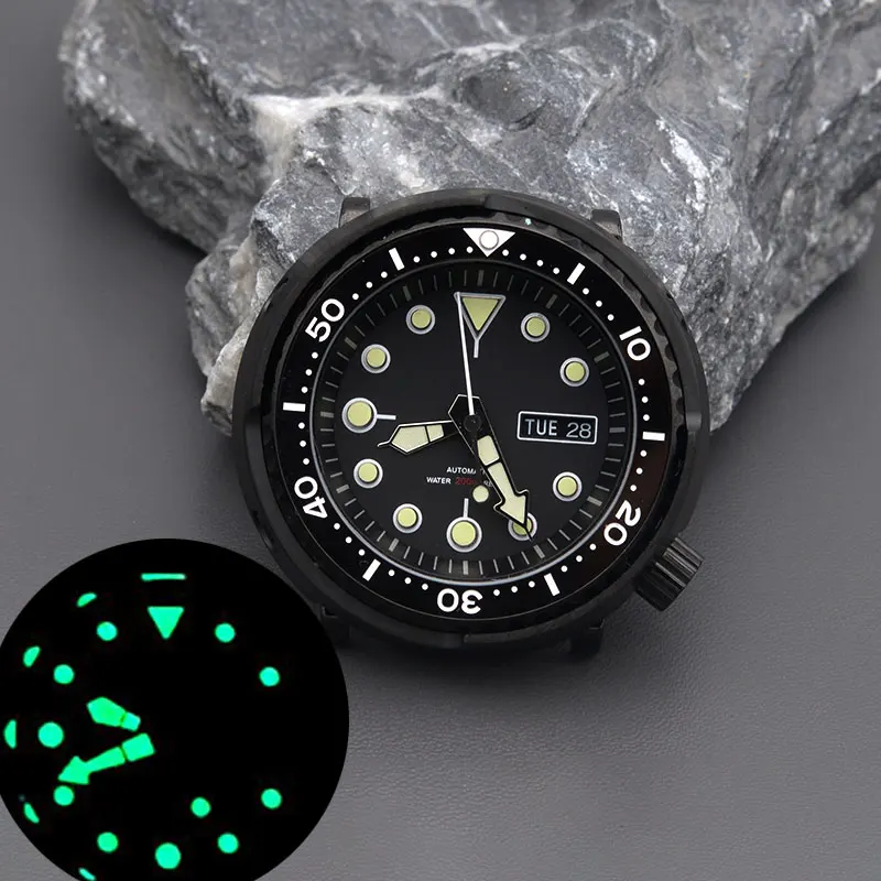 Men Automatic Watches Head  Dive Watch 200m Waterproof Automatic Wristwatch C3 Luminous Sapphire Crystal Stainless Steel Canned