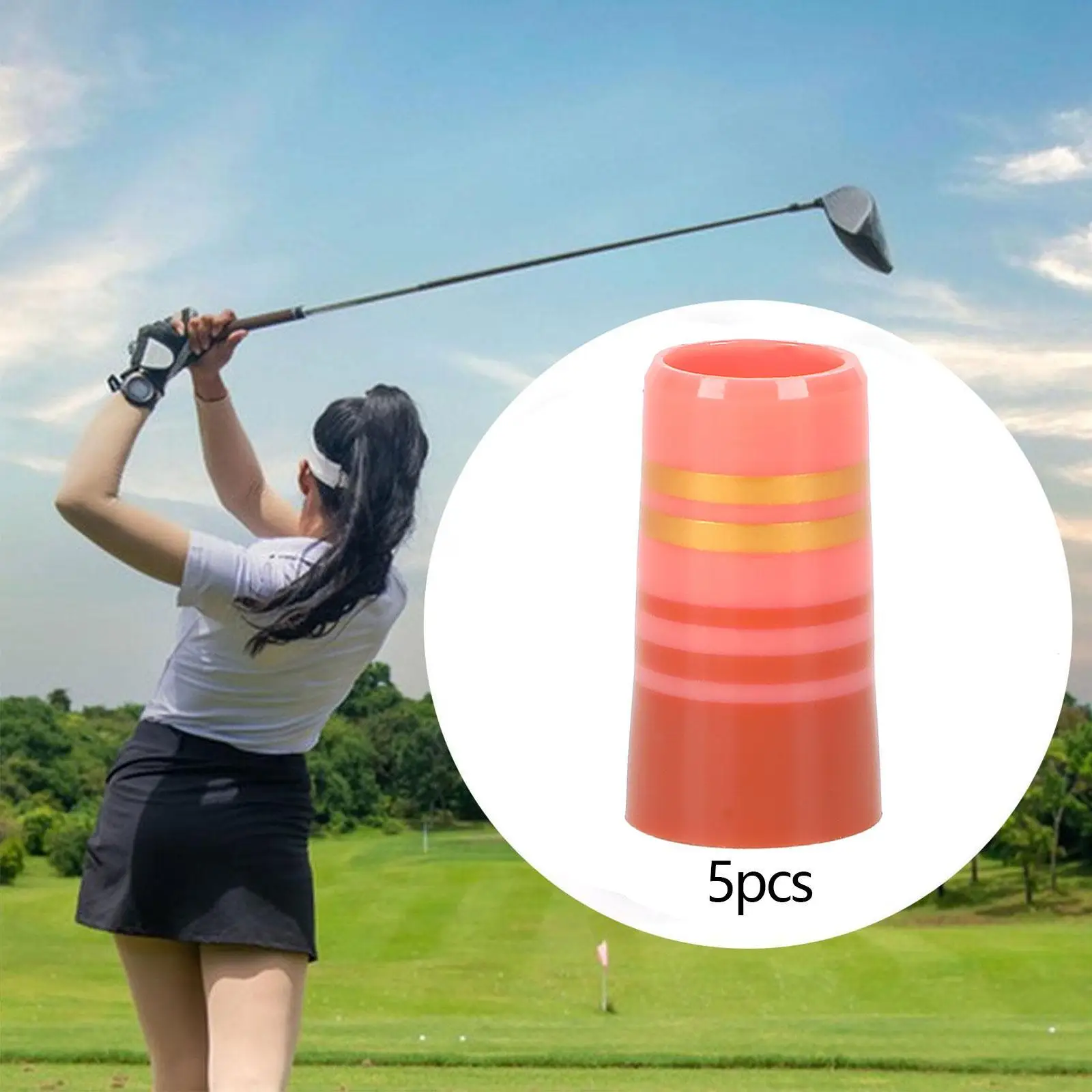 Golf Iron Ferrules 5 Piece End Cap Set for 0.370 Parallel Shaft Ferrule Replacement Practice Golf Equipment