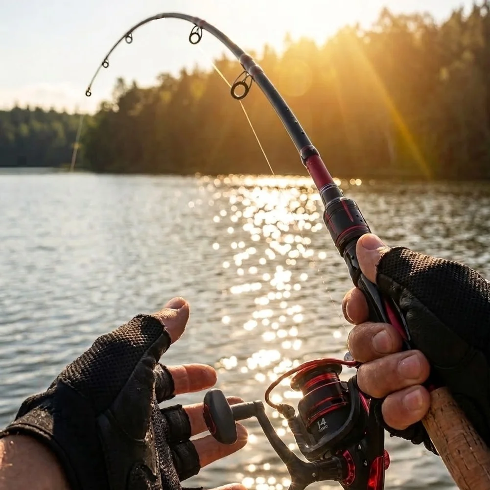 Ultralight Carbon Fiber Fishing Rod 1.8m and Reel For COMBO with Tackle Box 37 Lures and Full Accessory Package