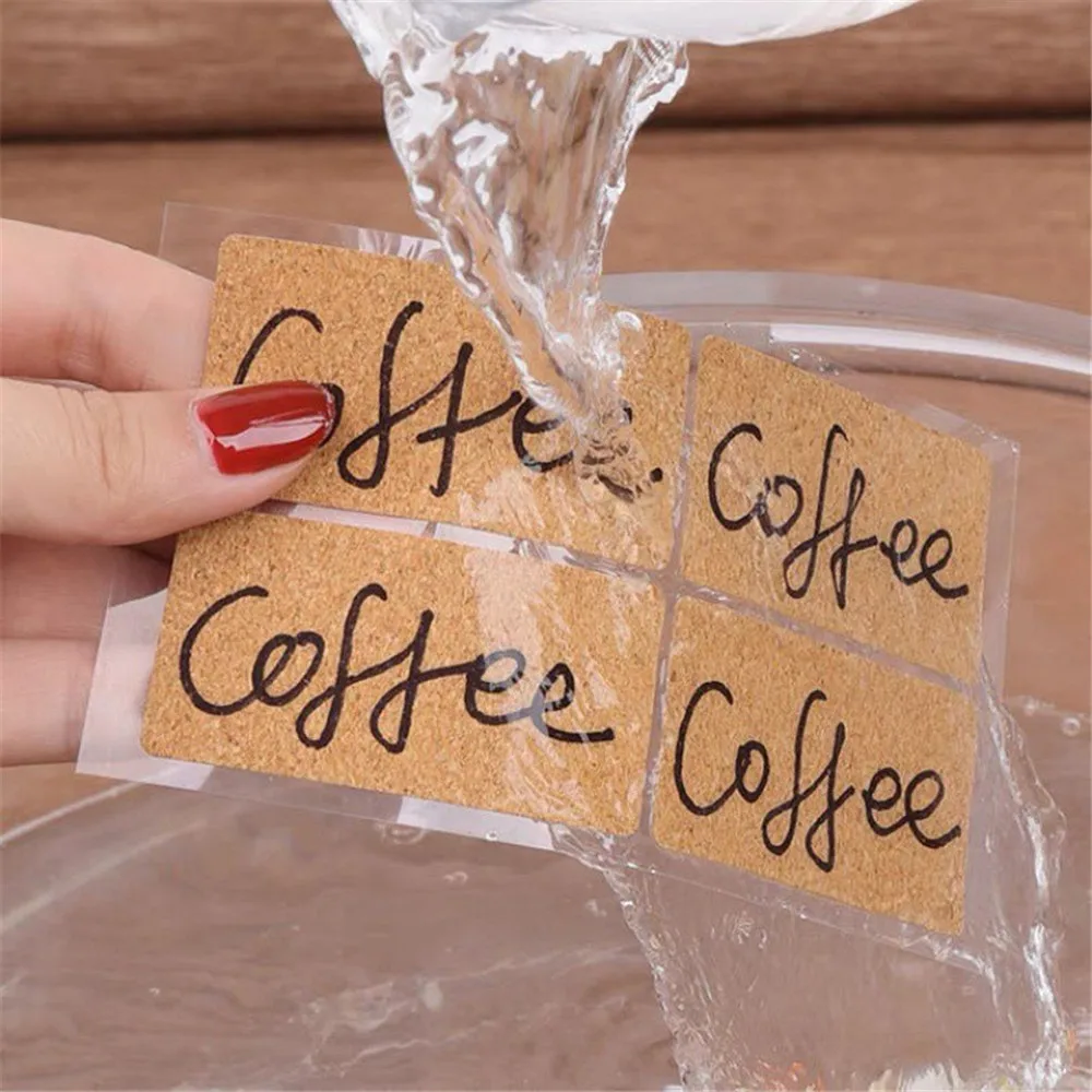 12/24/48pcs Wooden Label Sticker Waterproof Household Bottle Jar Sticker Gift Wrapping Seal Label Classification Marking Label