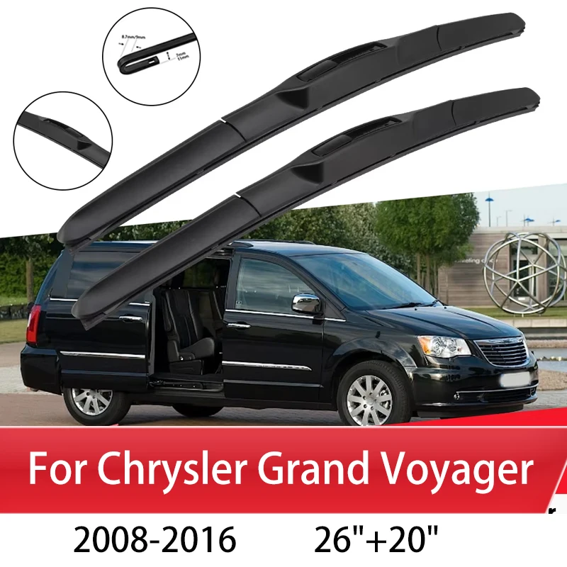 

Car Wiper Blade Front Window Windshield Rubber Silicon Gel Refill For Chrysler Grand Voyager 2008-2016 26"+20" Car Accessories
