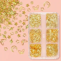 Caja de accesorios de resina epoxi de mariposa metálica, molde de resina de luna de estrellas, relleno de silicona, colgante, fabricación de joyas, arte de uñas, manualidades DIY, 550 unids/lote