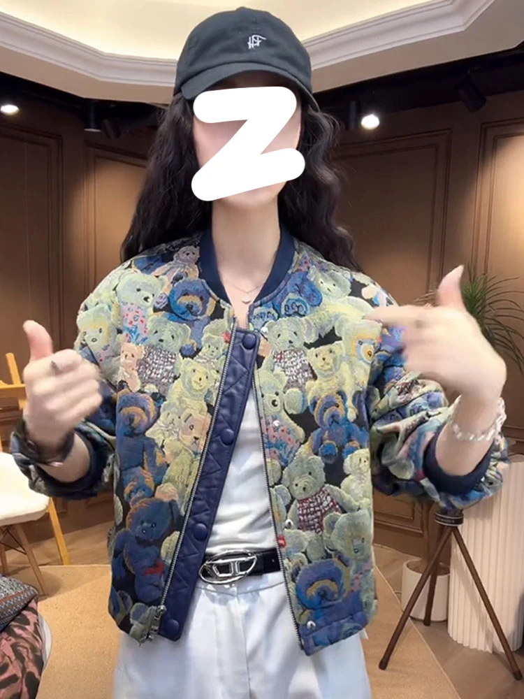 ريترو طباعة ort البيسبول Jaet المرأة ربيع الخريف 2025 جديد ular تنوعا أعلى العالمي سستة جولة Ne Long Sve #2