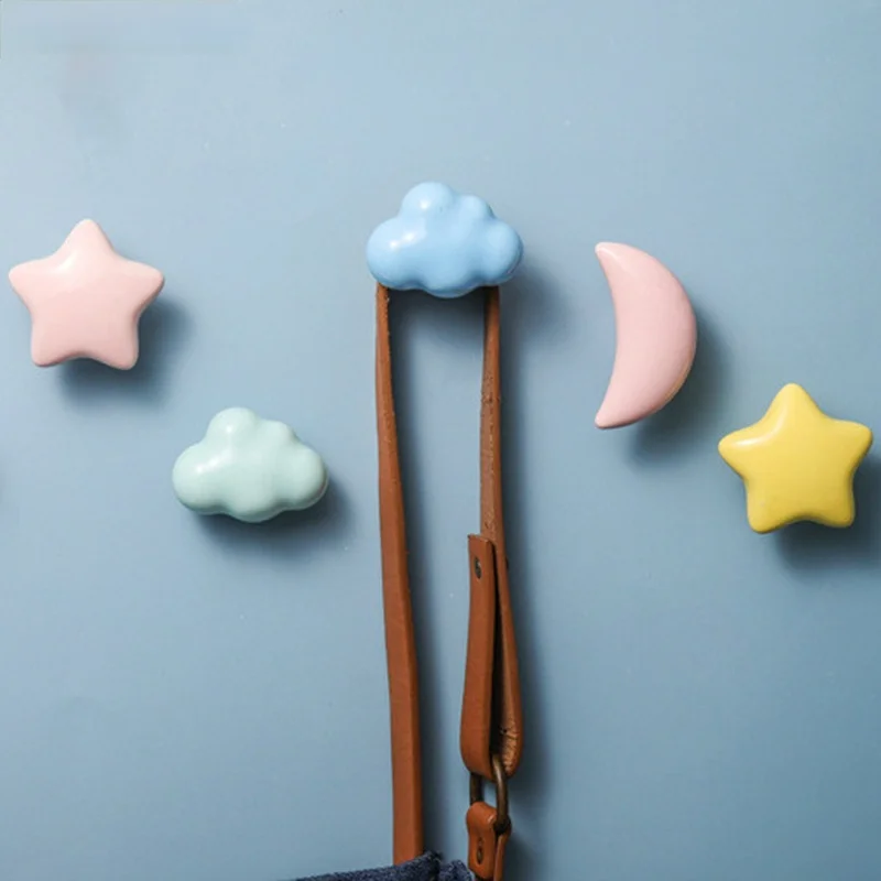 Ceramic wardrobe pull for nursery, hook handle for drawer, sideboard, wall, door, for nursery or nursery 1 pc.