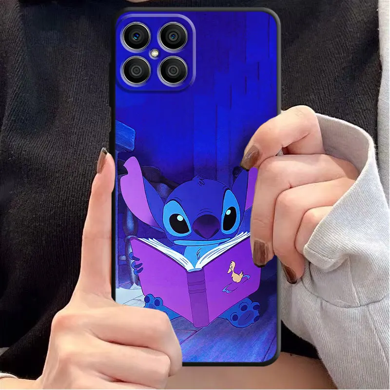 Cute Lilo Stitch Disney Black Soft Armor Phone Case for Honor 20 Lite X8 9X Pro 20i 50 Pro 60 Play 9A 70 8X X7 X6 X40 30i Cover