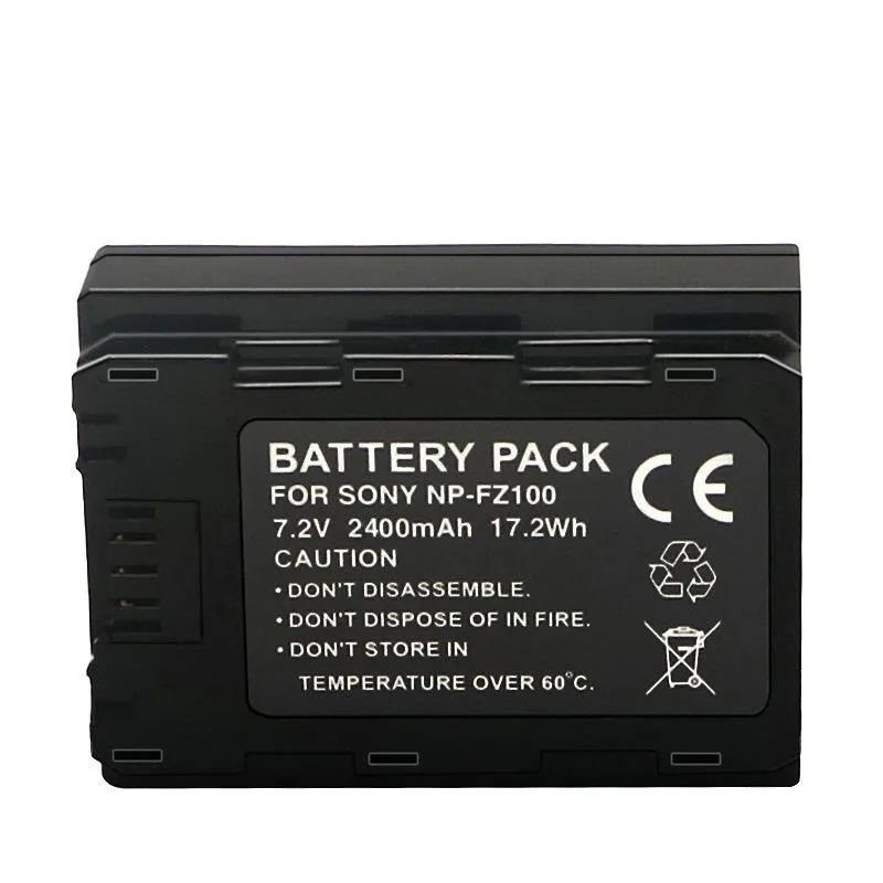 NP-FZ100 7.2V 2400mAh for Sony Mirrorless Cameras A7R3 A7M3 A9M2 A6600 FX30 A7M4 Decoded Battery with Strong Compatibility