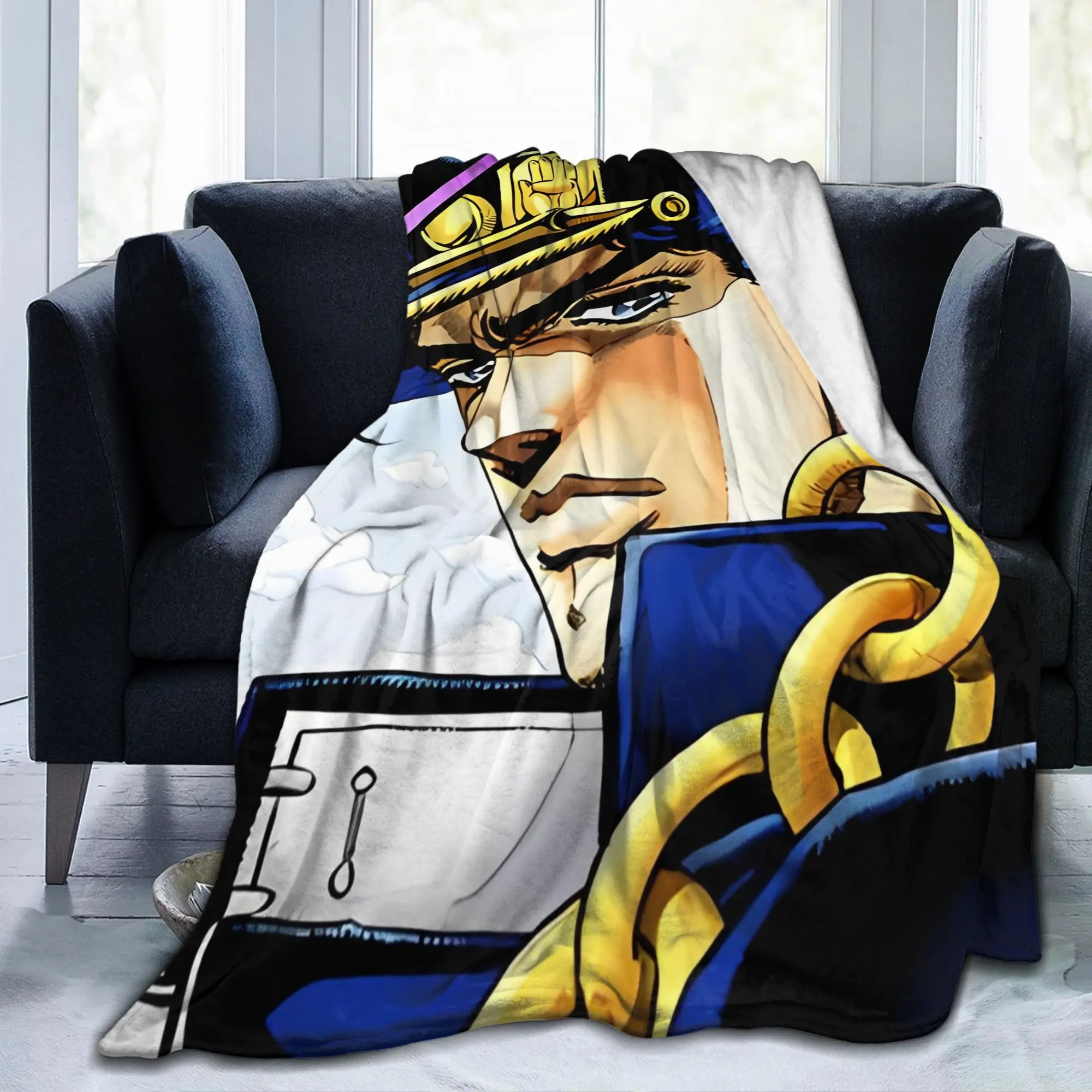 Jojos Bizarre Adventure JJBA Anime  Blanket Cover Fleece  Soft Throw Blankets for Airplane Travel Bed Rug