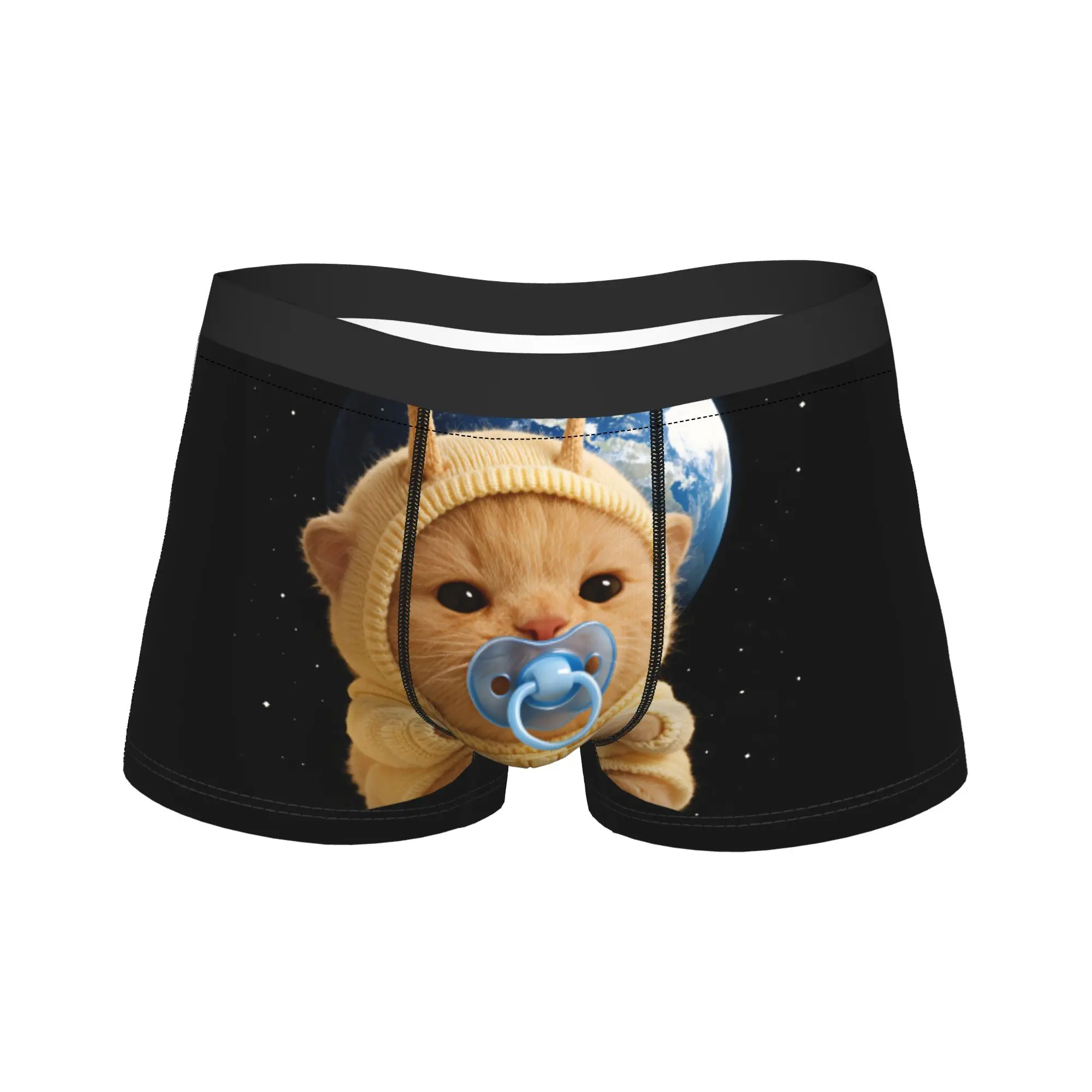 Funny Baby Aliens Cat Boxer Brief  Underwear Hot Sale Men Comfortable Trunk Pattern Oversize Underpants