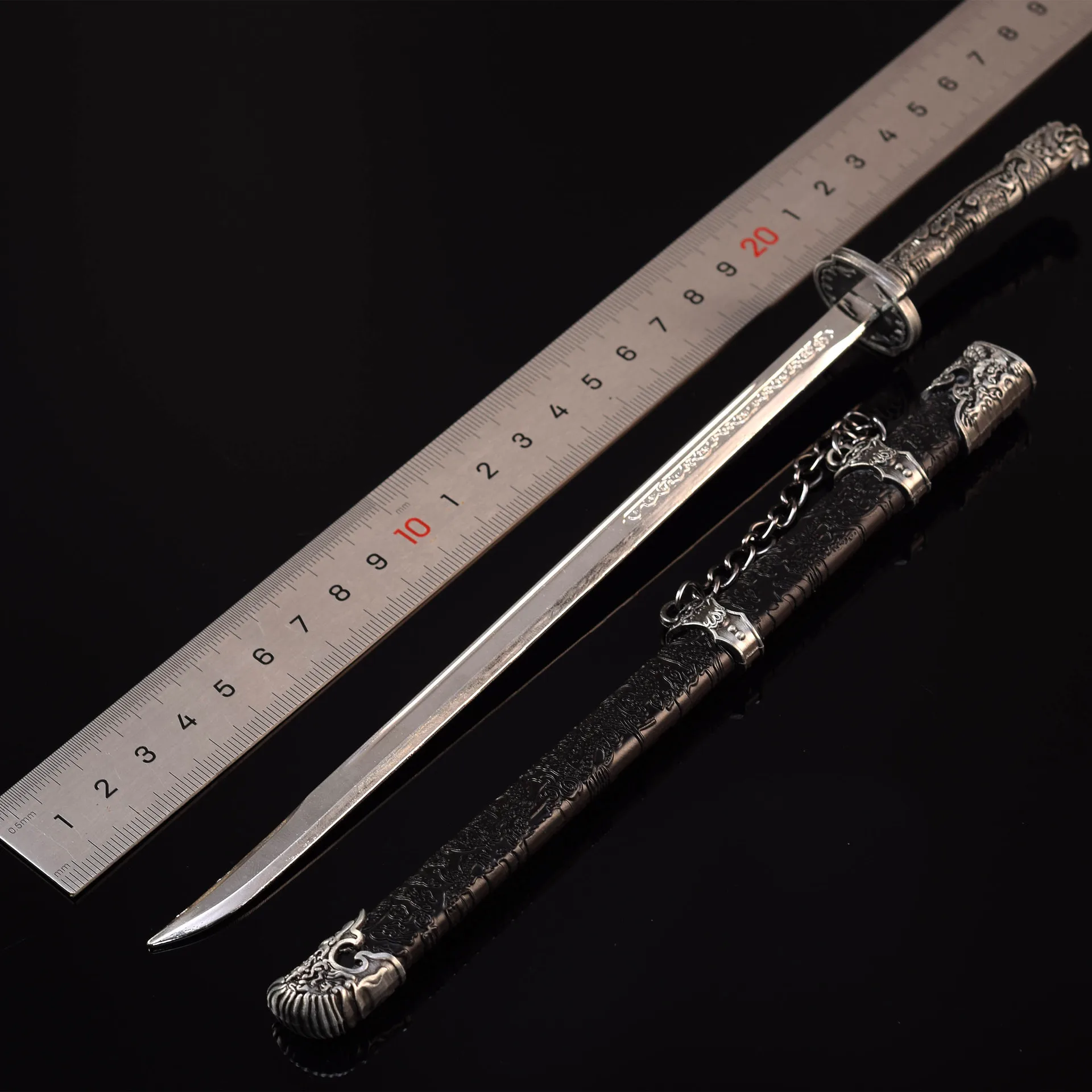 26CM Chinese Oude Koude Wapens Broederschap van Messen Zwaard Metalen Ambachtelijke Model Collectible Bureau Ornamenten Verjaardagscadeau voor Jongen