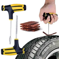 Herramienta de reparación de neumáticos para motocicleta y coche, Kit de reparación de neumáticos, juego de tachuelas, herramientas de enchufe para pinchazo de neumáticos sin cámara con tira de goma