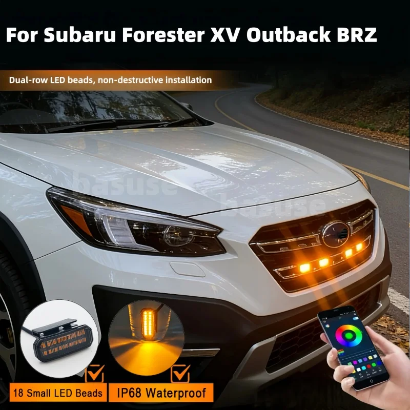 LED Front Grille Light For Subaru Forester XV Outback BRZ Car Daytime Running Light Wheel Eyebrow Lamp For Offroad 12V