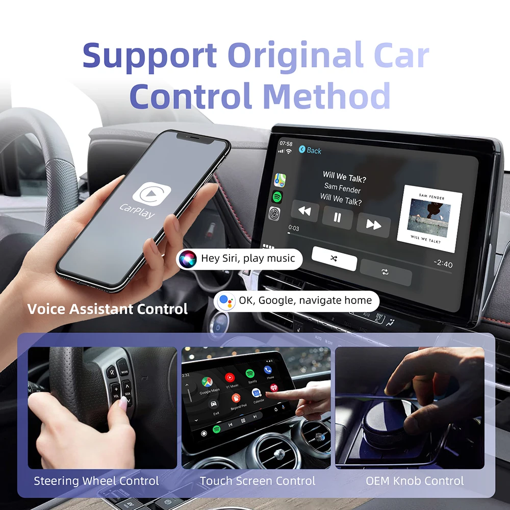 Wireless Carplay Adapter Android Auto Dongle Bluetooth WiFi Fast Connect Plug and Play for OEM Wired CarPlay Android  Car New