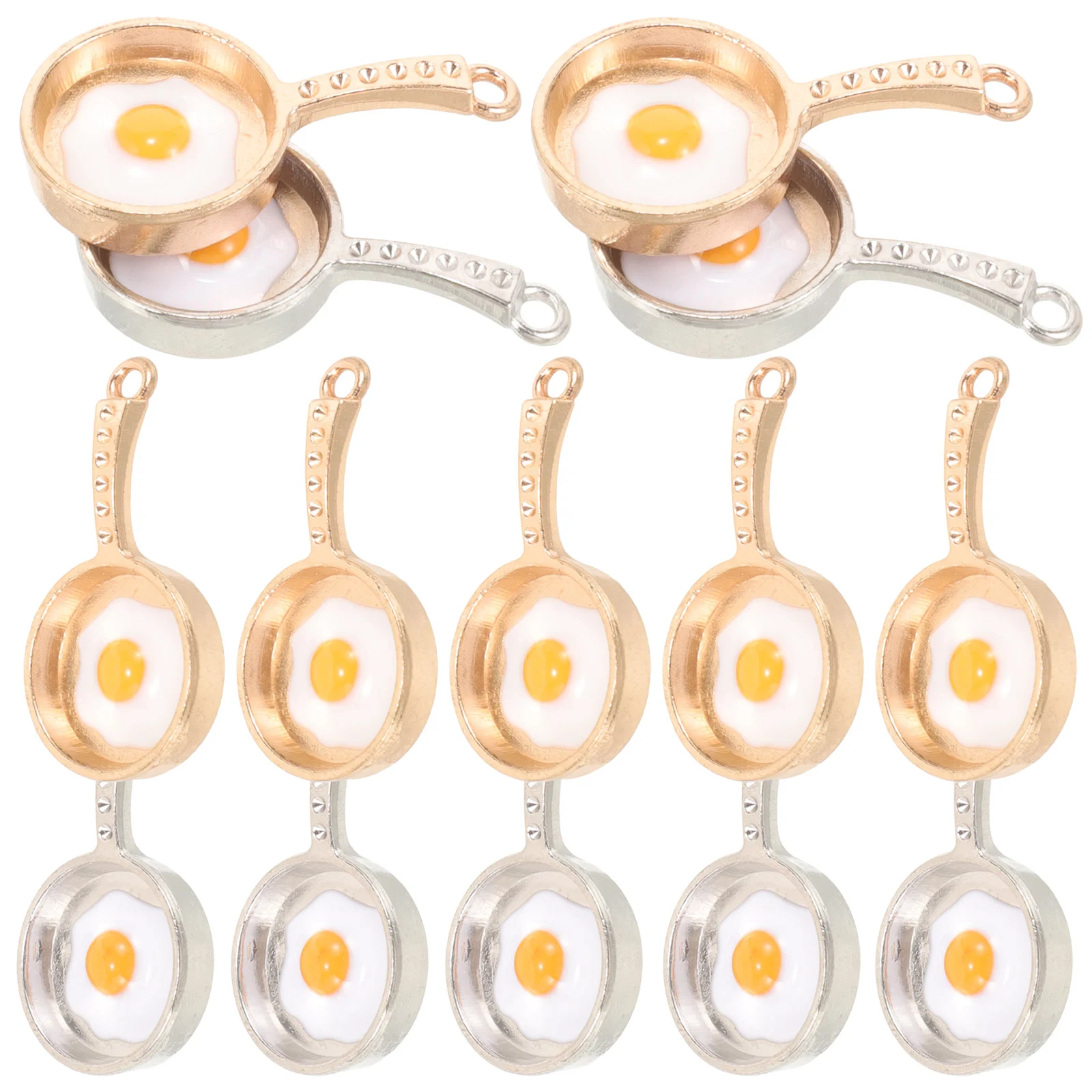 20 Pcs Poached Egg Pendant Jewelry Charms Pendants Making Novelty Food Hanging for Bracelets Earrings Frying Pan