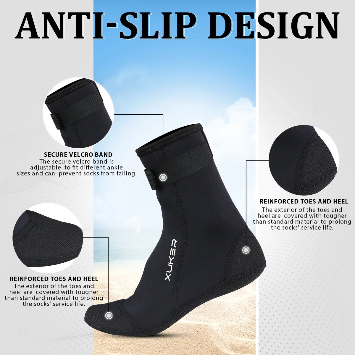 Calcetines de neopreno de 3mm para hombre y mujer, medias de playa, voleibol, arena, fútbol, buceo, natación, surf, esnórquel, pesca, kayak, botines