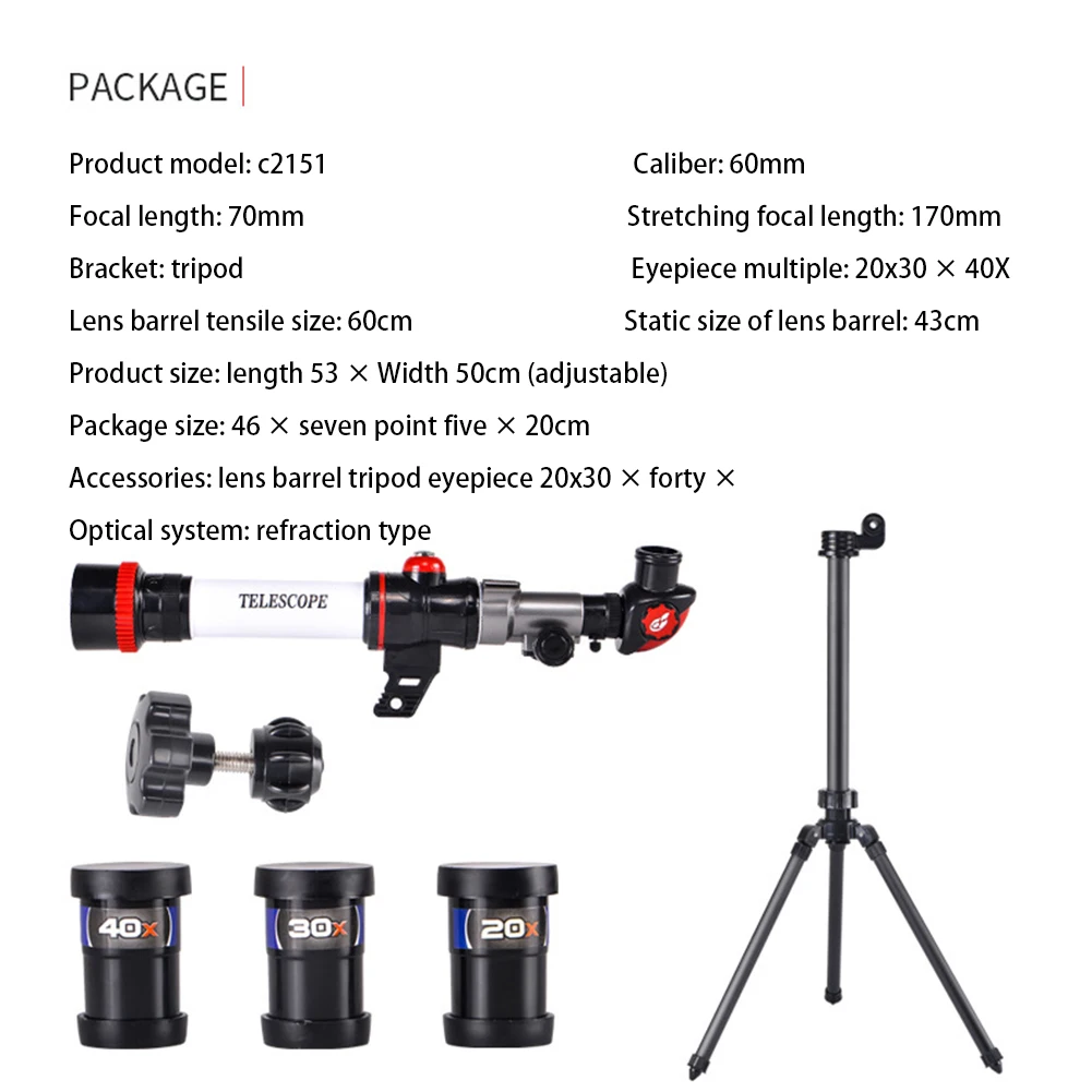 Children Monocular Telescope Astronomical Telescope Stargazing Monocular with Tripod Use for Science Experiment