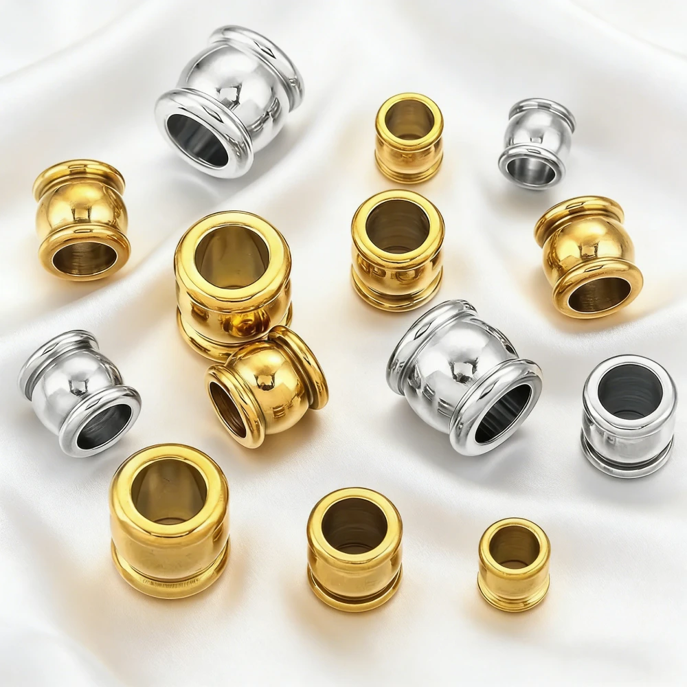 20 Stück Edelstahl-Abstandsperlen mit großen Löchern, 4–10 mm, lose Charm-Perlen für die Schmuckherstellung, DIY-Armbänder, Halsketten, Schmuckherstellung