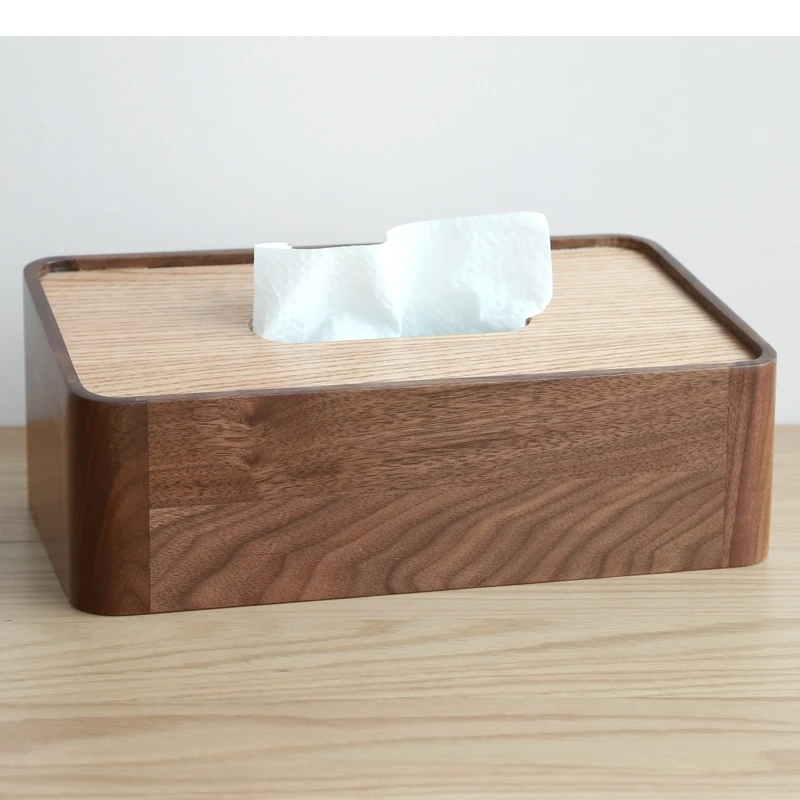 Modern Rectangular Wooden Tissue Box Extractable Type Paper Towel Holders Home Desktop Simple Napkin Toilet Storage Boxes