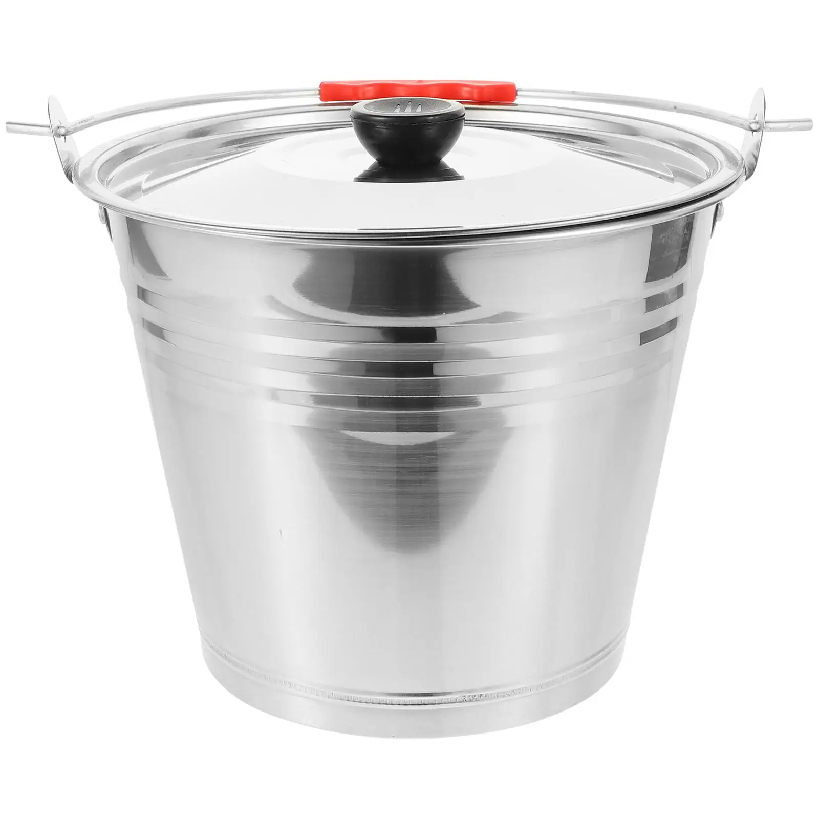 

Stainless Steel Bucket 22CM Thick Heavy Duty Multi-purpose Ranch Milking Pail with Lid for Home Hotel Pet Supplies Storage