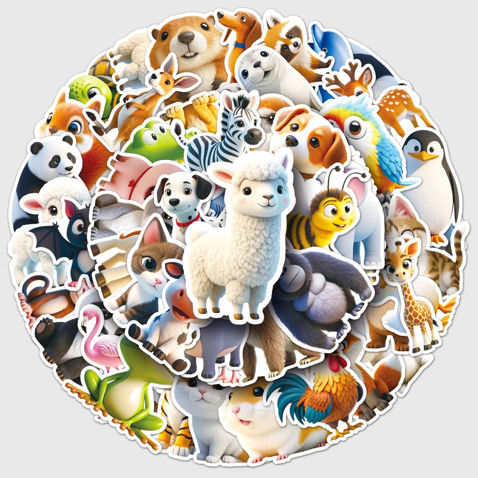 

50 3D animal graffiti stickers with personalized cartoon and cute creative decorations for mobile phones, water bottles, luggage, stickers