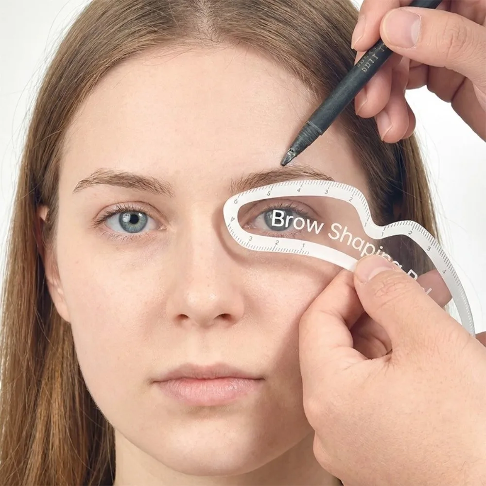 1PC 1 Minute Fast Drawing Design Brow Mapping Ruler Transparent Plastic Eyebrow Shaping Ruler Microblading Stencils Women Gift
