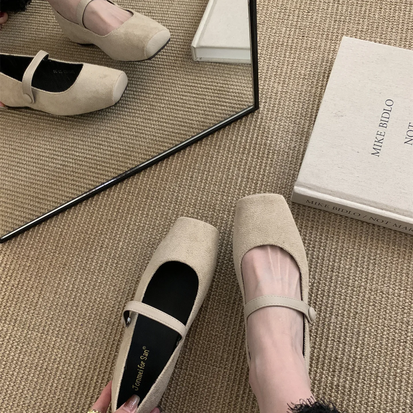 Bailamos Women Velvet Flat Shoes Square Toe Shallow Soft Ballerina Shoes Ladies Casual Dress Ballet Loafers Classics Mujer