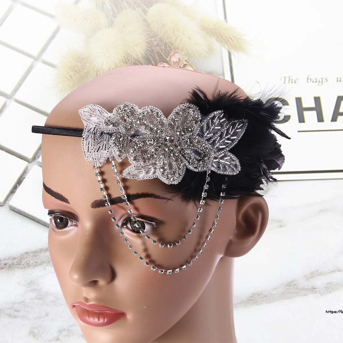 

Headband One Size Fits All Retro Black Hair Accessory For Fancy Dress Party Wedding Cosplay 1920S Flapper Chain Flower