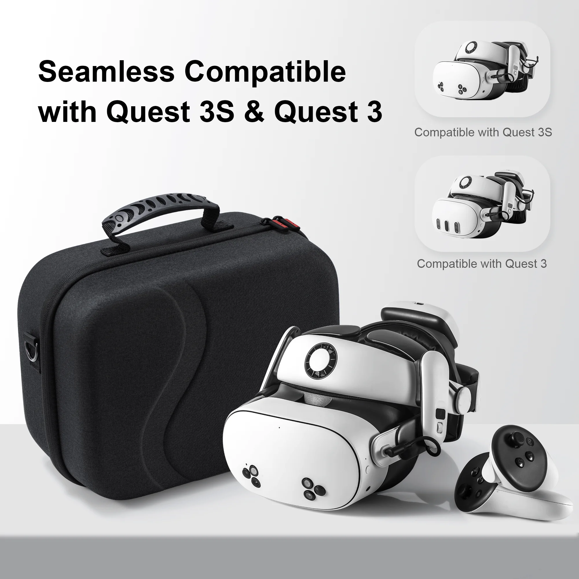 Large Carrying Case for Meta Quest 3/Quest 3S, Hard Travel Case for BOBOVR S3 Pro/Kiwi Design Battery Head Strap and Other Accessories, Storage Case and Soft Lining for Quest 3S