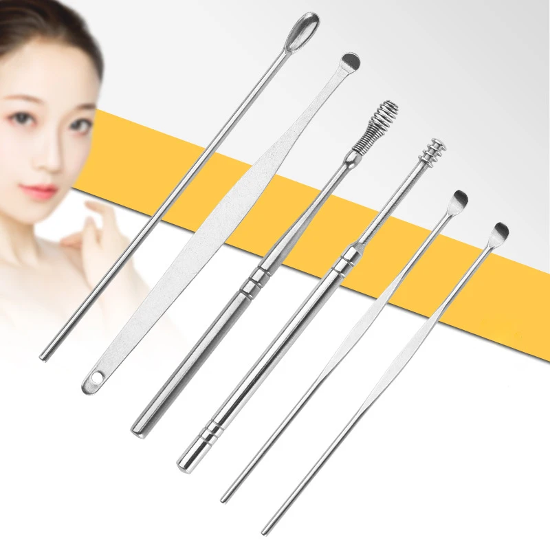 

6Pcs/set Ear Cleaner Earpick Sticks Wax Removal Tool Care Ear Cleanser Spoon Earwax Remover Curette Ear Pick Cleaning Earpick