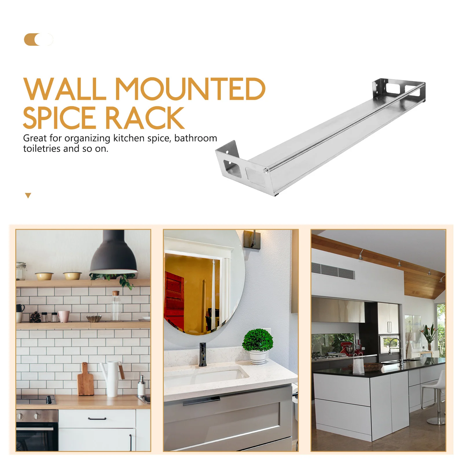 

Wall Mounted Stainless Steel Spice Rack Kitchen Pantry Storage Organizer Shelf Space Saving Wall Shelf for Spices Toiletries