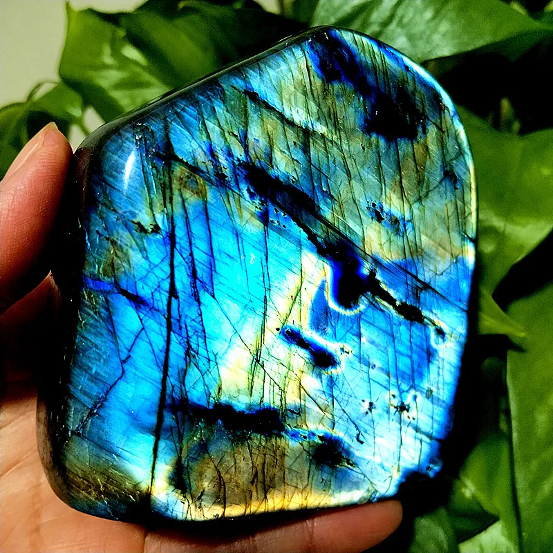 Natural Stone BlueYellow Light Labradorite Crystal Freeform Energy Spiritua Meditation Chakras Reiki Healing Home Room Decor