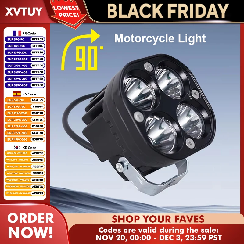 

Rotation 90 Degrees Motorcycle Light Aluminum Waterproof Off Road Led Lights Modified Motorcycle Accessories With Reflector Cup