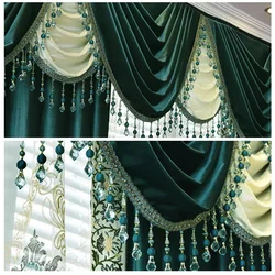 1M Crystal Glass Beaded Lace Fringe Trim Polyester Webbing Tassel Curtain Trims DIY Wedding Decor Crafts Upholstery Accessories