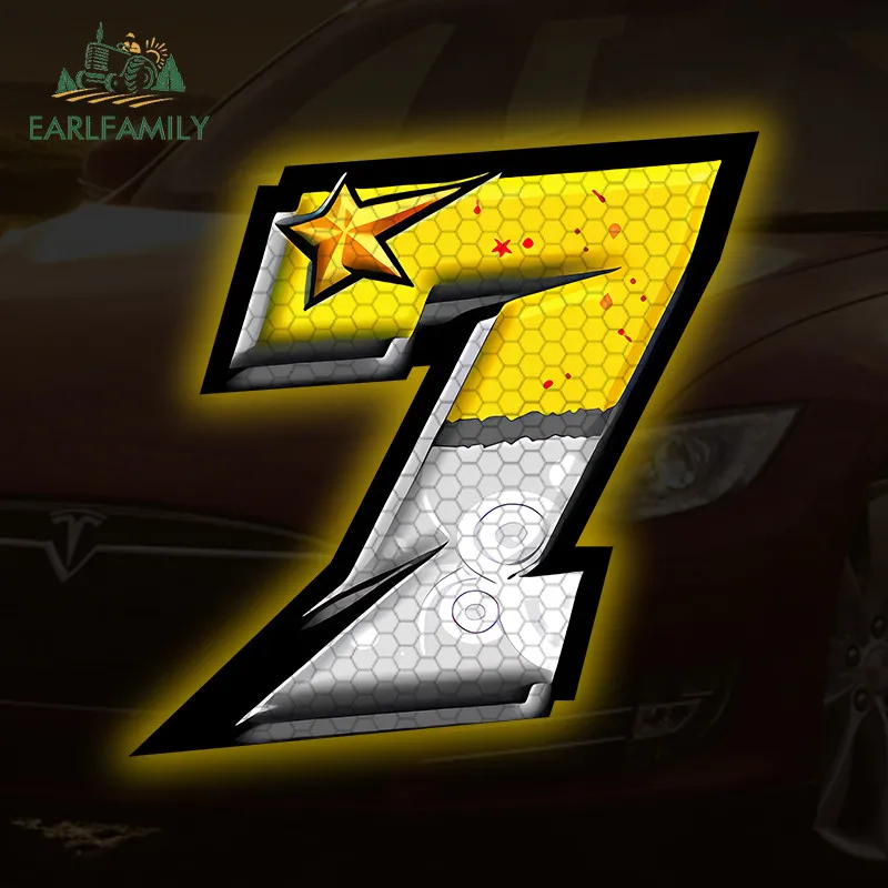 EARLFAMILY Adesivo Refletivo de Número de Corrida para Carro, Van, Caravana, Impermeável, Decalque JDM, Capacete de Moto, Porta-Malas, Decoração para 
