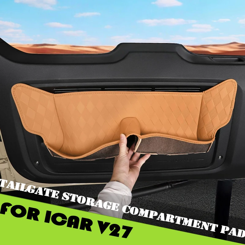 

Car Tailgate Storage Compartment Pad Fit for Chery ICAR V27 2026 Modified Car Trunk Leather Waterproof Storage Bag Accessories