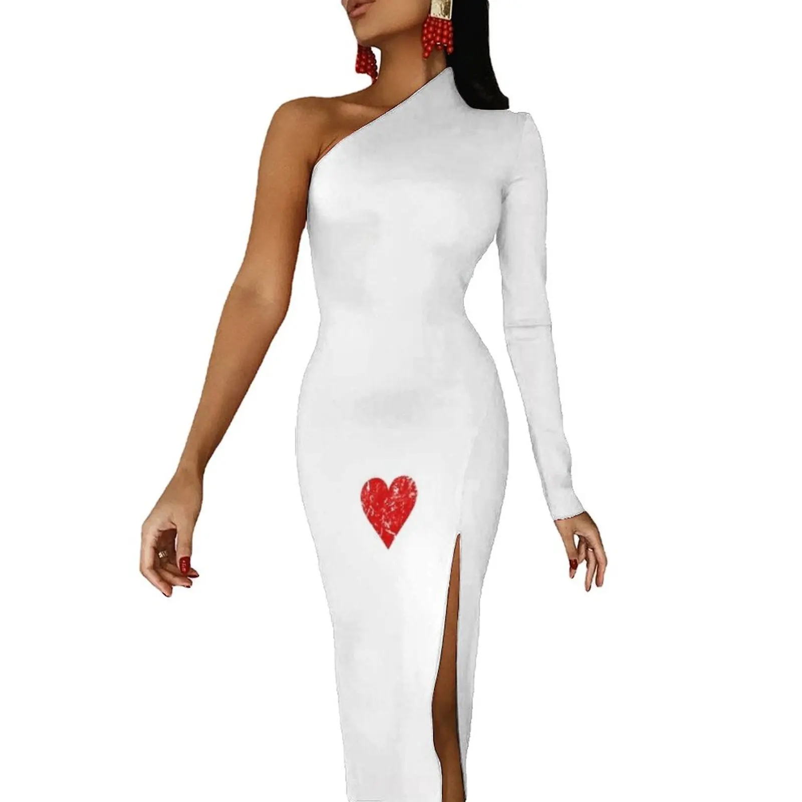 

Ace of Hearts Playing Card Half Dleeve Split Dress evening dresses ladies dress for woman dresses for official occasions