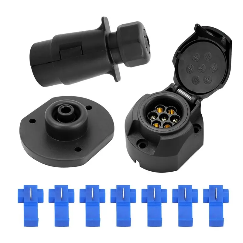 7Pin 12V European Trailer Socket +Plug For RV Truck Caravans