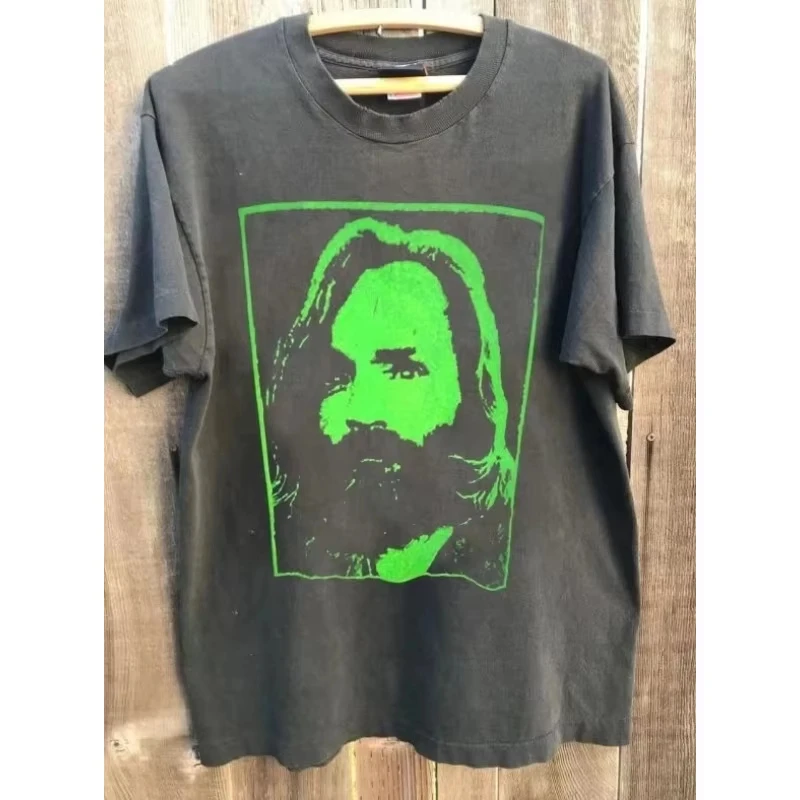 Charles Manson Tops Y2K Harajuku T-Shirt Retro-Klassik-Print Kurzarm Lässiges, lockeres Streetwear-T-Shirt mit Rundhalsausschnitt, Unisex – Detail 4