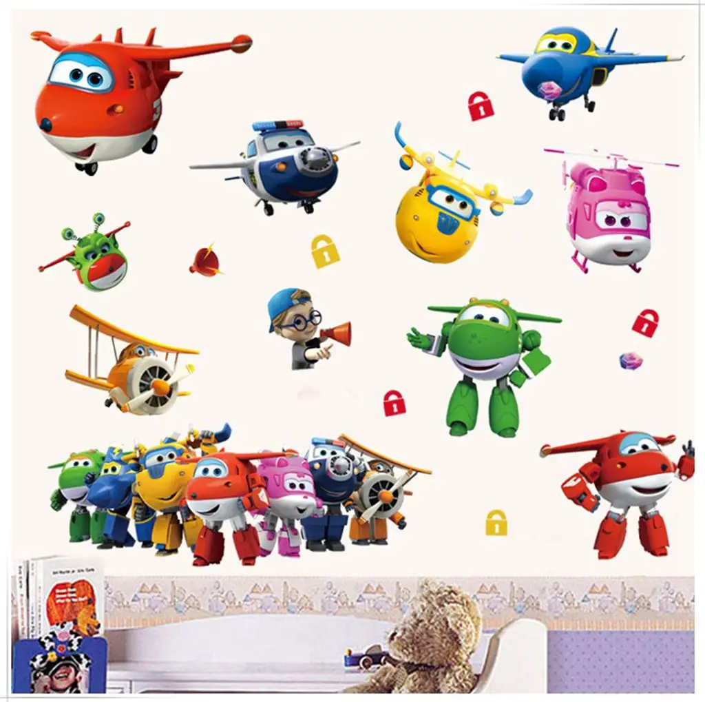 Hot Cartoon Super Wings Deformation Airplane Robot Baby Home Decoration Anime Posters Wall Decal Art Game WallPaper Kids Nursery