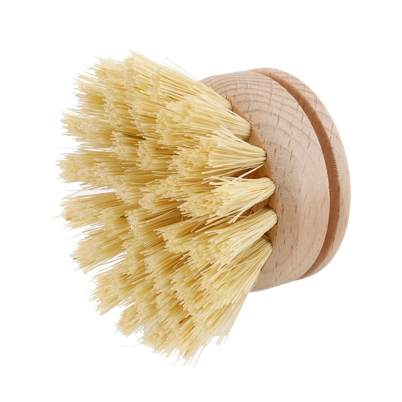Щетка для мытья посуды, щетка для мытья посуды, 6 сменных насадок, деревянная щетка для чистки посуды, многоразовая кухонная буковая щетка