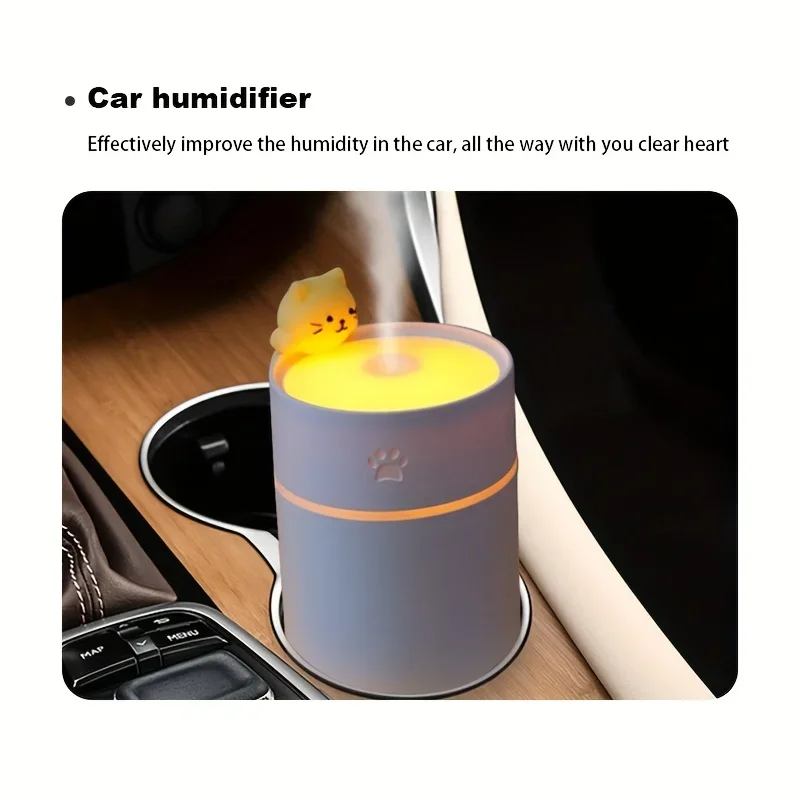 Air Humidifier Aromatherapy Machine Cartoon Cat Aroma Diffuser With Night Light USB Cold Mist Maker For Home Fresh Air For Gift