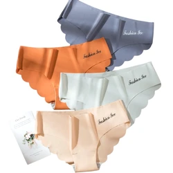 Women's Breathable Ice Silk Underwear Thin Quick-Drying Solid Color Seamless Comfortable Thong Female Briefs
