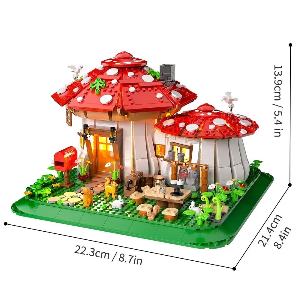 New MOC Fairy Tale Mushroom House Building Blocks Set Village Architecture Micro Mini Bricks Construction Toys