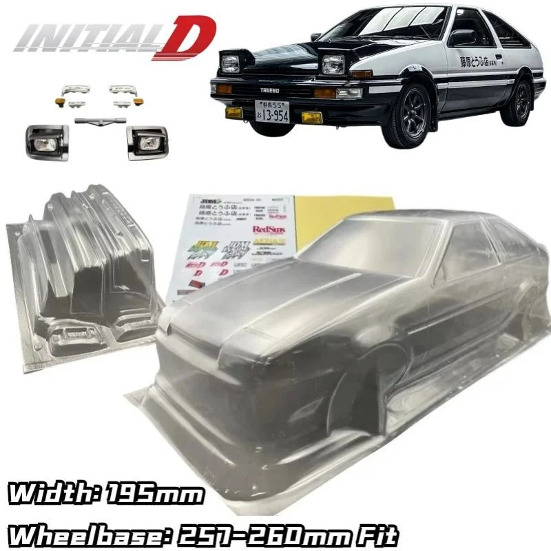 1/10 AE86 LEVIN 2DR RC Karosserie 195mm Breite mit Pop-up-Scheinwerfern Lampenschirm Transparent für RC Drift Hsp Mst Yokomo Tamiya