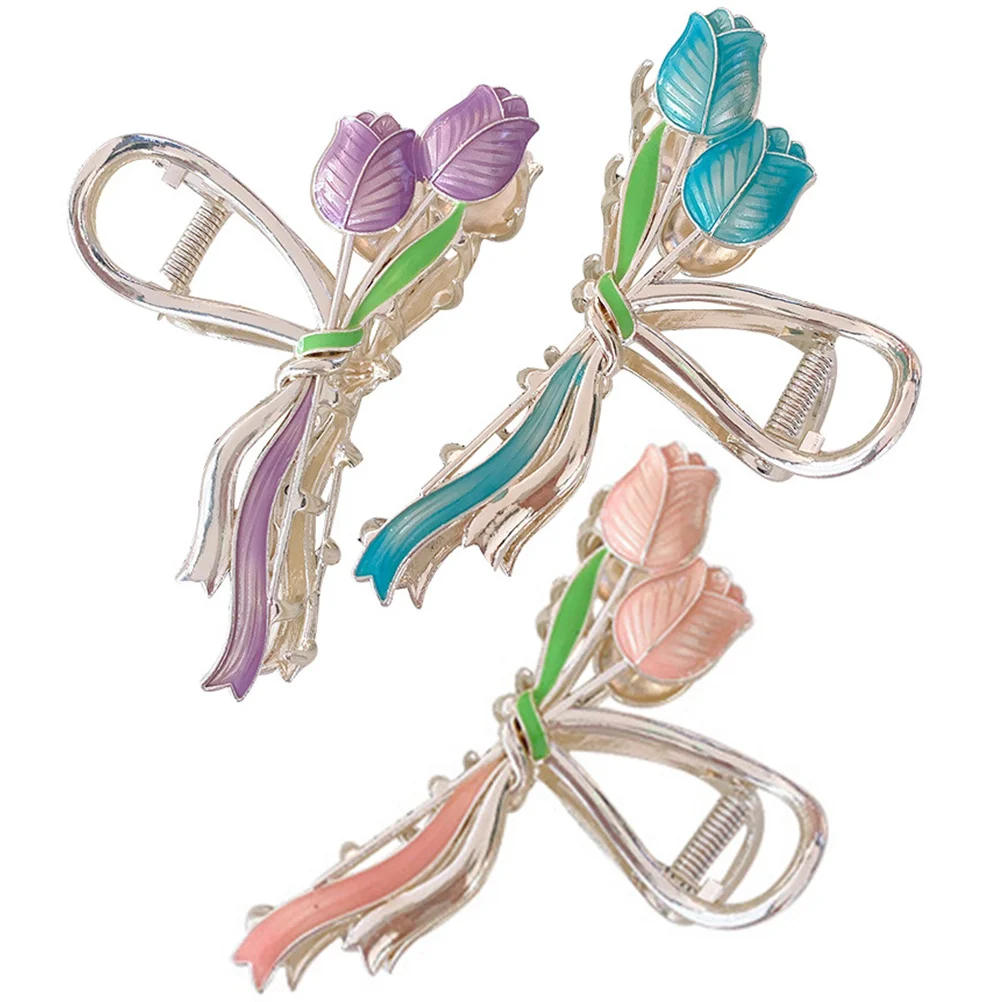 

3 шт. уникальный дизайн тюльпана металлические заколки для волос цветочные аксессуары для волос для женщин